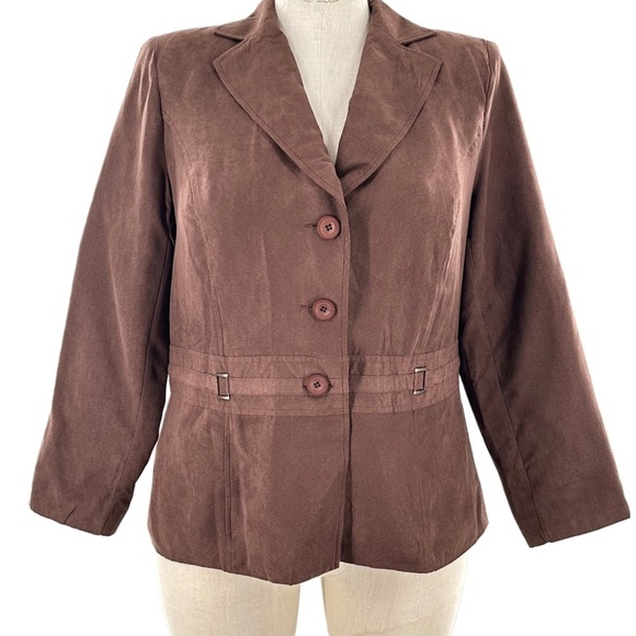 Kim Rogers Signature blazer size 1X brown microsuede Corpcore southwestern - Picture 10 of 10